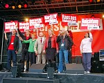 Berliner SpitzenkandidatInnen auf der Wahlkampfkundgebung in Berlin; Foto: Elke Brosow