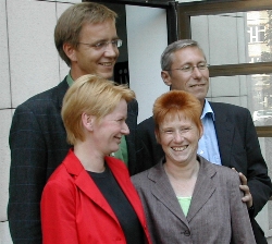 PDS-Spitzen-Quartett, Gabi Zimmer, Dietmar Bartsch, Roland Claus und Petra Pau; Foto: Axel Hildebrandt