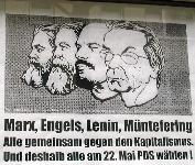 Marx, Engels, Lenin, Müntefering: Deshalb PDS wählen!; Foto: privat